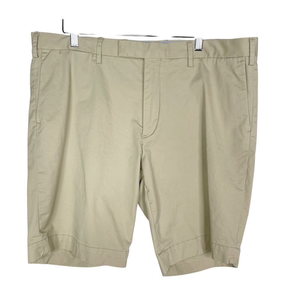 Polo Ralph Lauren Mens 38 Beige Stretch Slim Fit Chino Shorts Flat Front Cotton